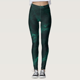 Leggings Marbre vert foncé, texture transparente.