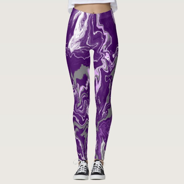 Leggings Marbre violet Fluid Art Marbre (Devant)