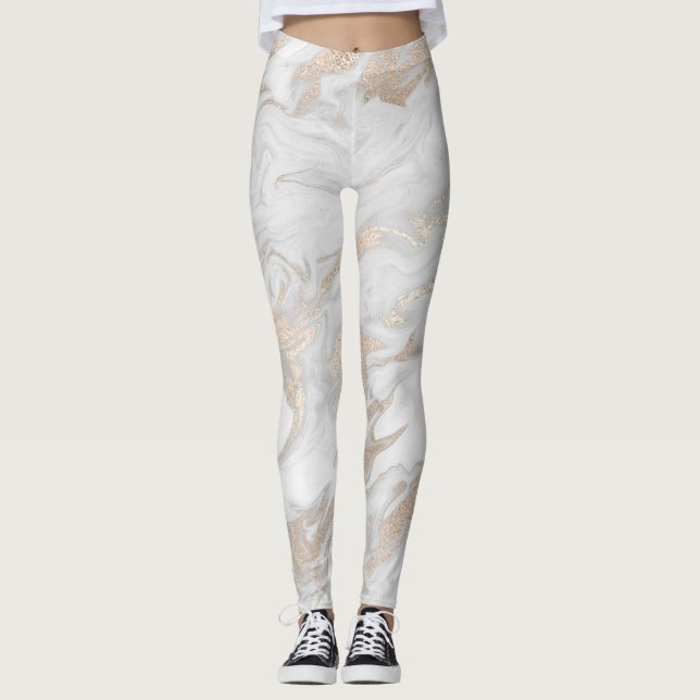 Leggings marbrés blanc et or (Devant)