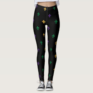 Leggings Mardi Gras Carnaval Fleur de Lis Diamond Arlequin