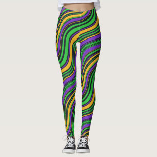Leggings Mardi Gras Carnaval violet or et vert