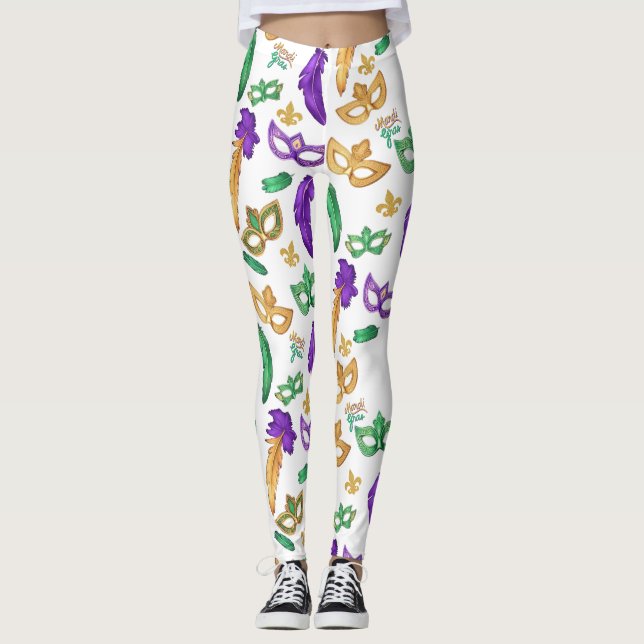 Leggings Mardi Gras coloré à motifs (Devant)