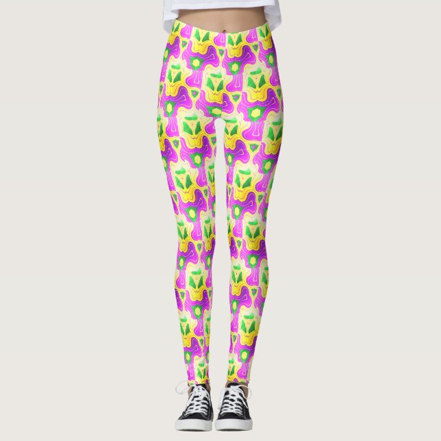 Leggings Mardi Gras Couleurs motif Abstrait (Devant)