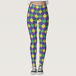 Leggings Mardi Gras Harlequin Motif du carnaval de Diamond