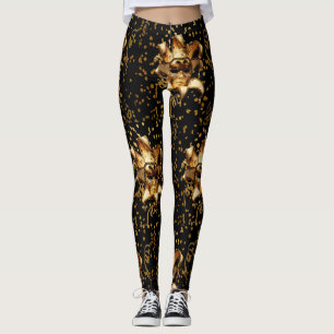 Leggings Mardi Gras Masque Or Et Confetti