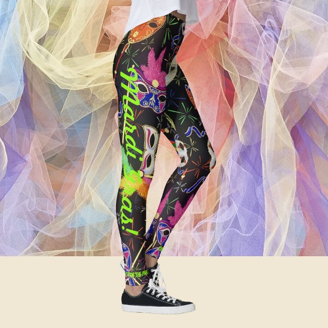 Leggings Mardi Gras Masques de plumes Pantalons de jambes p (Créateur téléchargé)