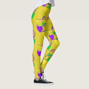 Leggings Mardi Gras New Orleans Purple Green Jaune mignonne