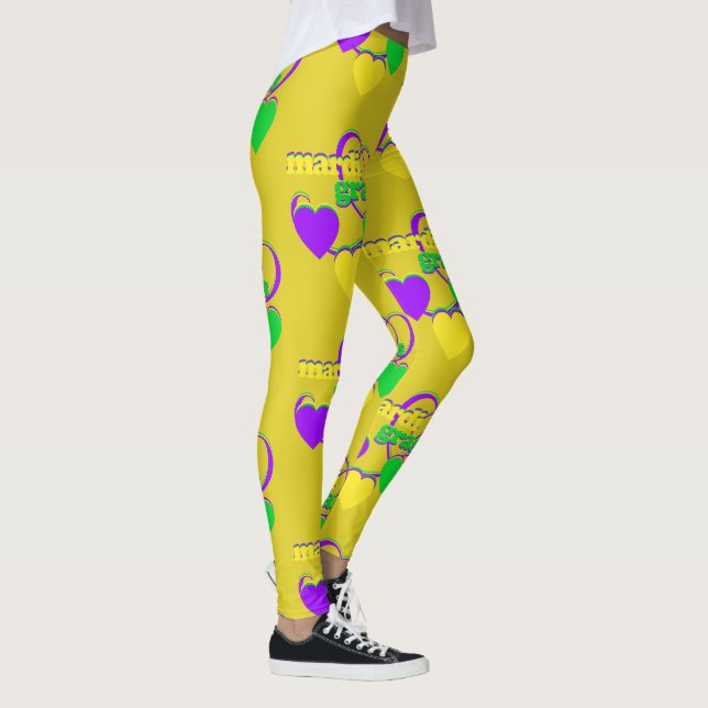 Leggings Mardi Gras New Orleans Purple Green Jaune mignonne (Droite)