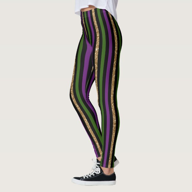 Leggings Mardi Gras Verticale Lignes Parties scintillant do (Gauche)