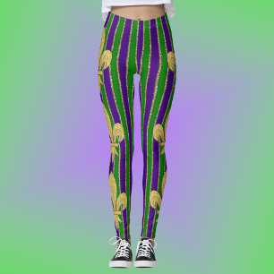 Leggings Mardi Gras Verticales Stripes & Fleur de Lys