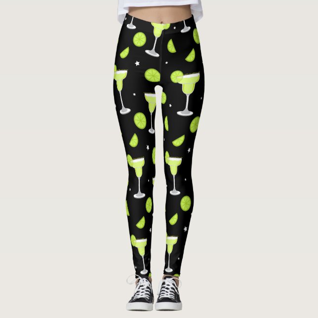 Leggings Margarita Cocktail Bar Mixologue Vert Noir (Devant)