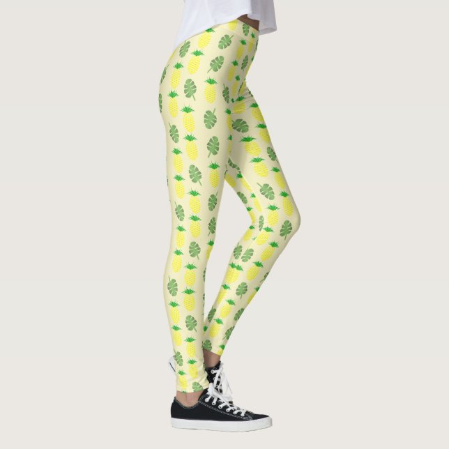 Leggings Mariage d'été tropical Ananas et Palm Feuille (Droite)