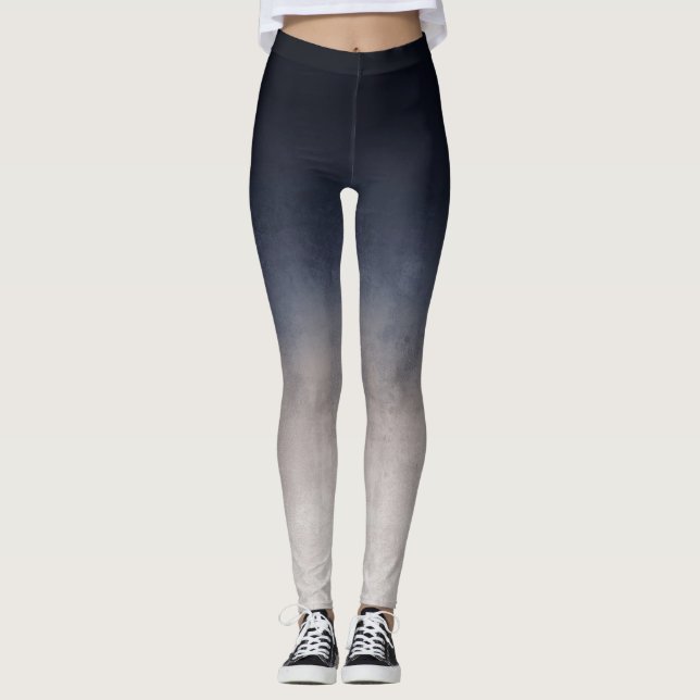Leggings Marine bleu gris blanc dégradé rustique ombre (Devant)