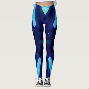 Leggings Marine Blue Light Motif Yoga gym Fitness Exercice