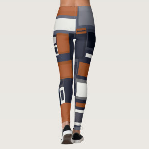 Leggings Marine et rouille Mid-Century Motif moderne