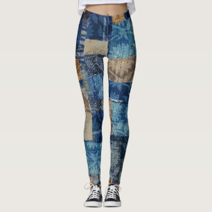 Leggings Marine numérique Abstraite : Motif d'aquarelle tra
