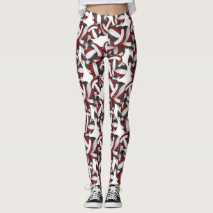 Leggings Maroon noir équipe couleurs girly volleyballs moti