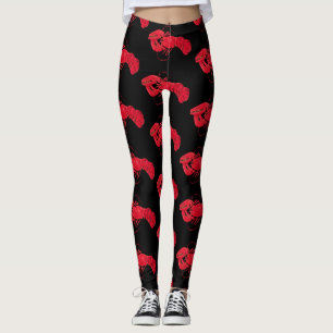 Leggings Marsden Hartley Homard rouge vintage sur fond noir