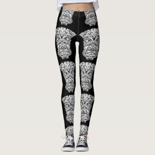 Leggings Masque Tiki noir et blanc