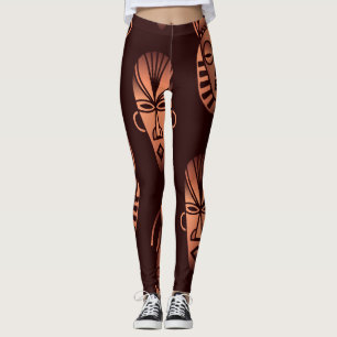 Leggings Masques africains ethniques, arrière - plans noirs