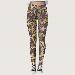 Leggings Masques Mardi Gras Gold et Purple