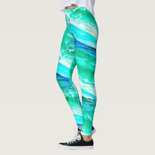 Leggings Maui vagues Thunder_Cove bleu/vert rayé
