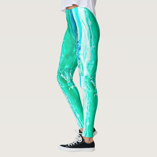 Leggings Maui vagues Thunder_Cove rayé bleu/vert (Gauche)