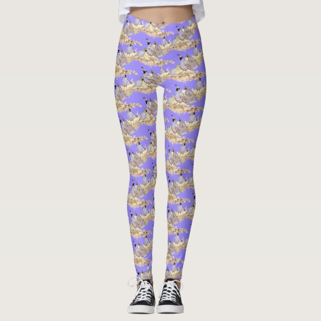 Leggings Mauve ou Violet Couleur Californie Quail Birds (Devant)