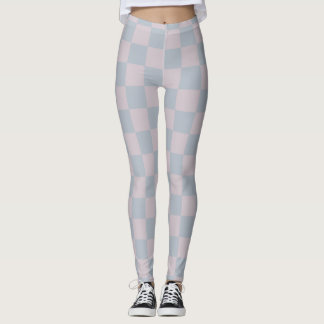 Leggings Mauve rouille douce et chèques Turquoises A