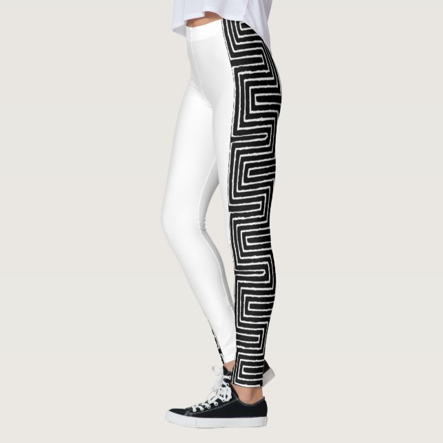 Leggings Maze noir et blanc Vêtements de boue africaine (Gauche)
