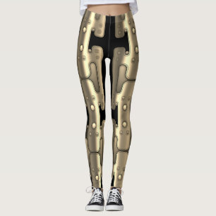 Leggings Mécanique Androïde Métallique Robot Or