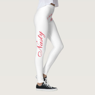 Leggings méchant en rouge sur blanc
