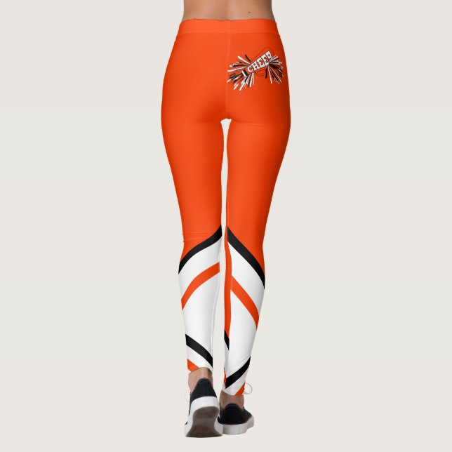Leggings Mégaphone orange, blanc et noir de pom-pom girl (Dos)