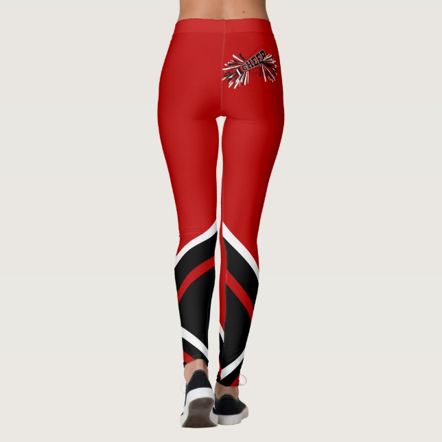 Leggings Mégaphone rouge foncé, blanc et noir de pom-pom (Dos)