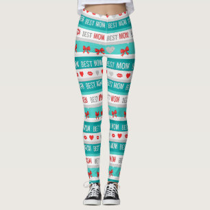 Leggings Meilleure Maman Pop Art Cœurs & Rubans Rétro