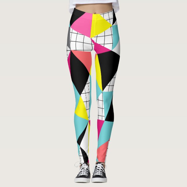 Leggings Memphis, formes géométriques (Devant)