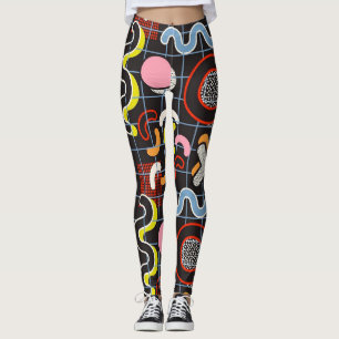 Leggings Memphis Style Pop art Géométrique abstrait No1