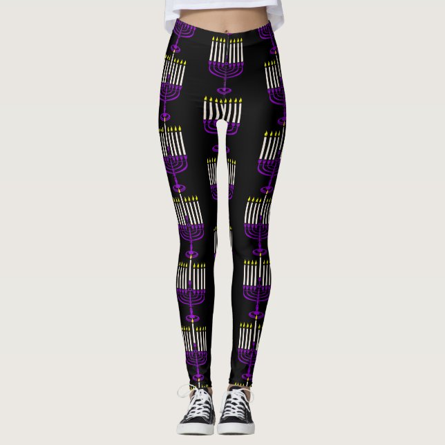 Leggings menorah violette hanoukka (Devant)
