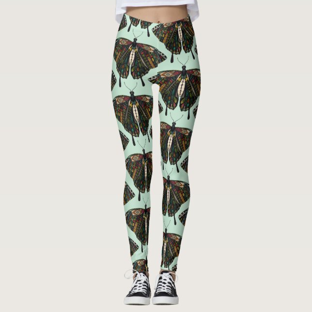 Leggings menthe papillon (Devant)