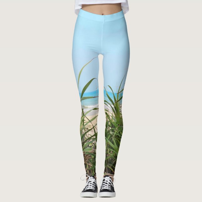 Leggings mer, plage, palme, nature, été, arbre, tropical, (Devant)