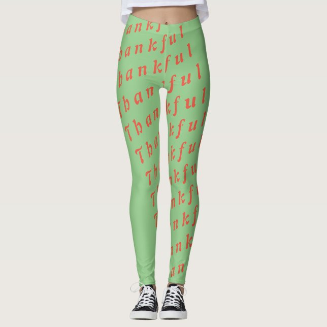 Leggings Merci en motif de texte répété (Devant)