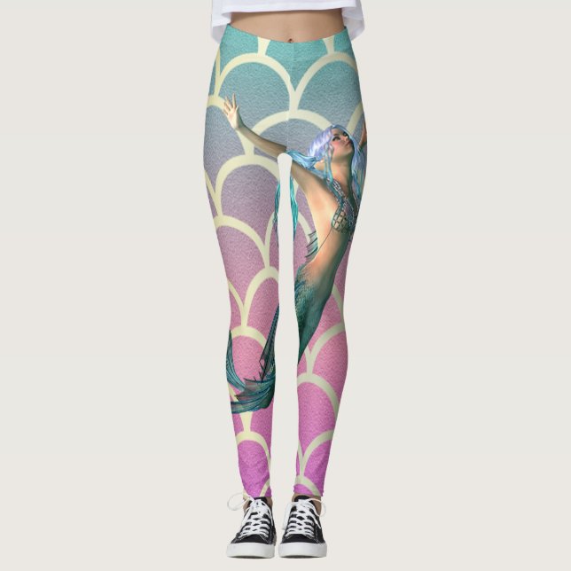 Leggings Mermaid On ombre Mermaid Tail Scales (Devant)