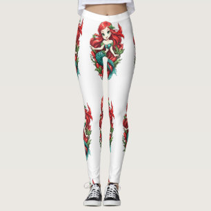 Leggings Mermaid Thunder_Cove à deux queue à tête rouge