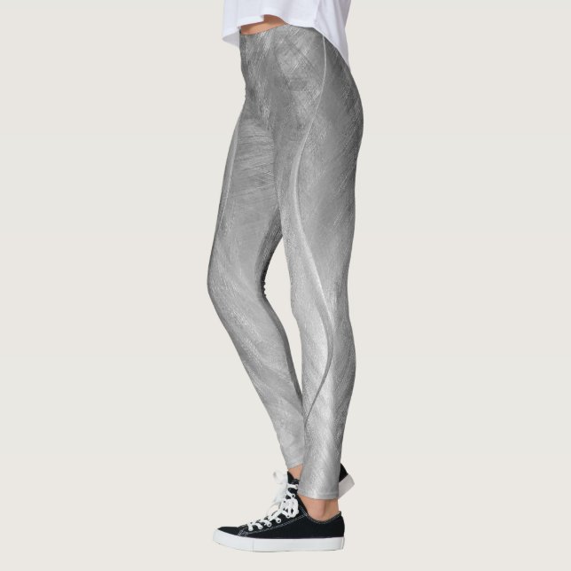 Leggings Métal brossé argenté Abstrait (Gauche)