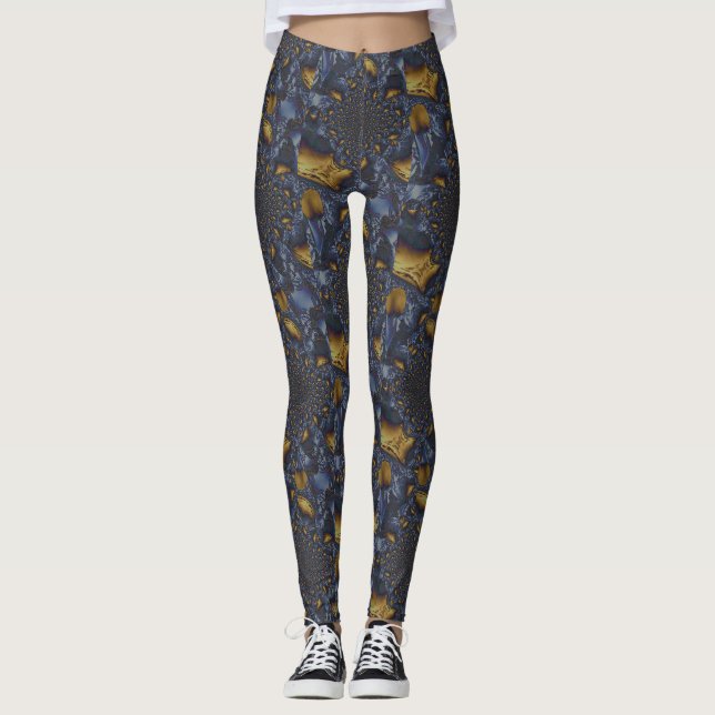 Leggings Métal Moulé or et argent bleu (Devant)