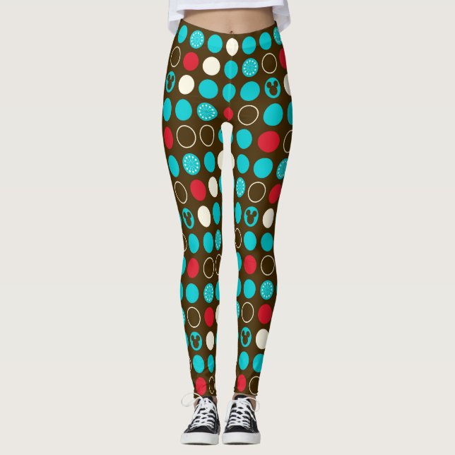 Leggings Mickey Mouse | Motif de point de polka rétro (Devant)