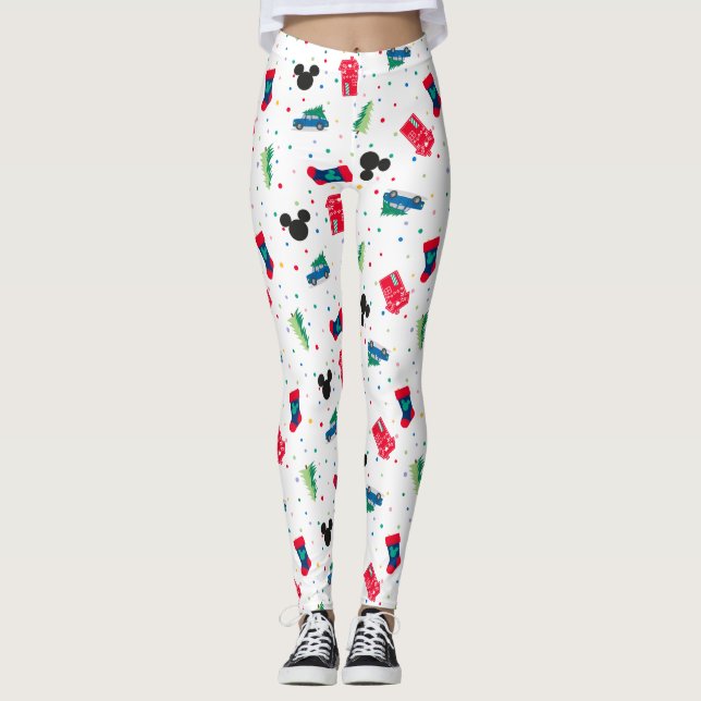Leggings Mickey Mouse | Motif d'icône de Noël (Devant)