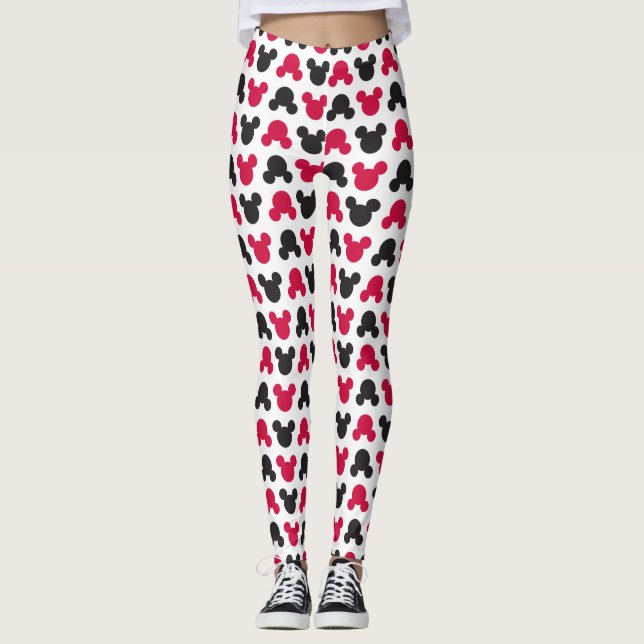 Leggings Mickey Mouse | Motif noir et rouge (Devant)