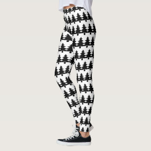 Leggings Mignonne Noir Et Blanc Arbre De Noël Mode