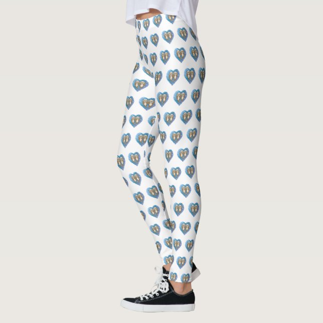 Leggings Mignonnes loutres au coeur bleu dans l'Arrière - p (Gauche)